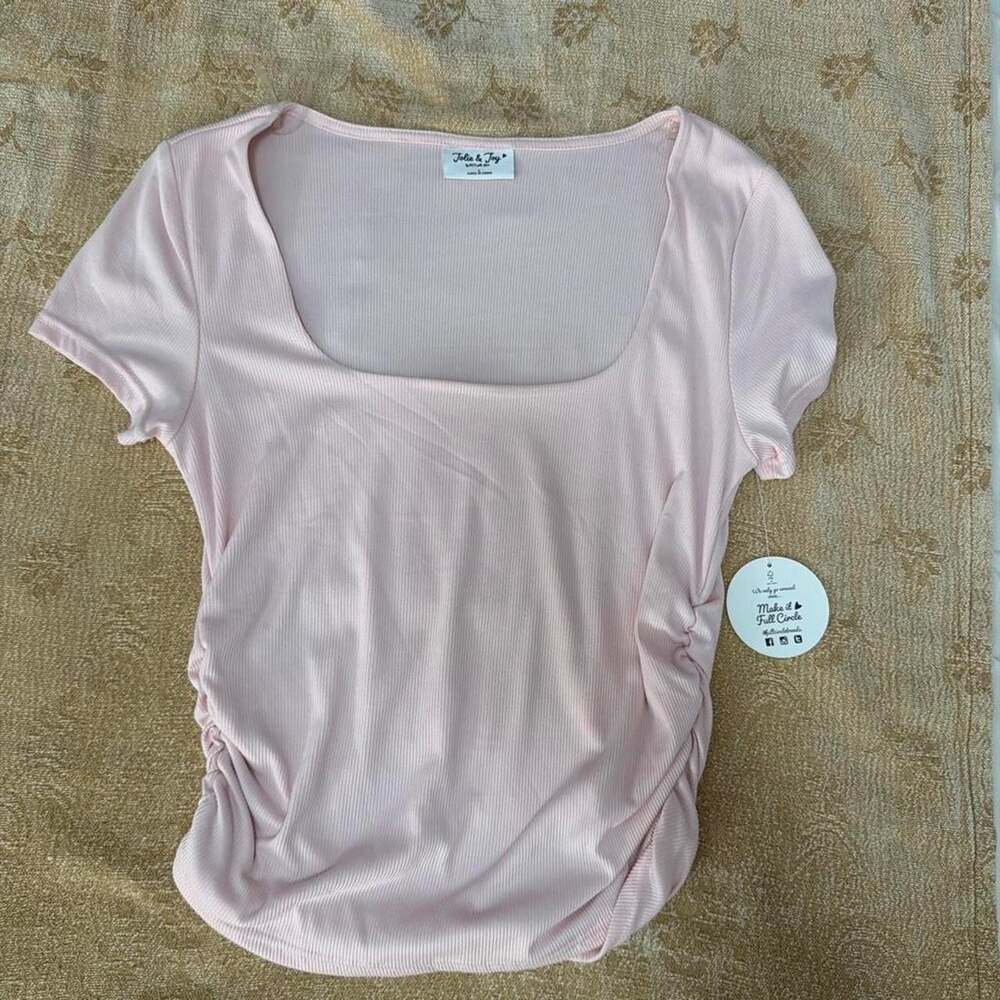 Jolie & Joy by FCT with Love Pink Square Neck Ribbed Tee